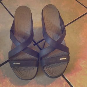 Crocs brown heel sandals